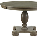 48" Gray Wood Pedestal Base Round Top Dining Table