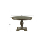 48" Gray Wood Pedestal Base Round Top Dining Table