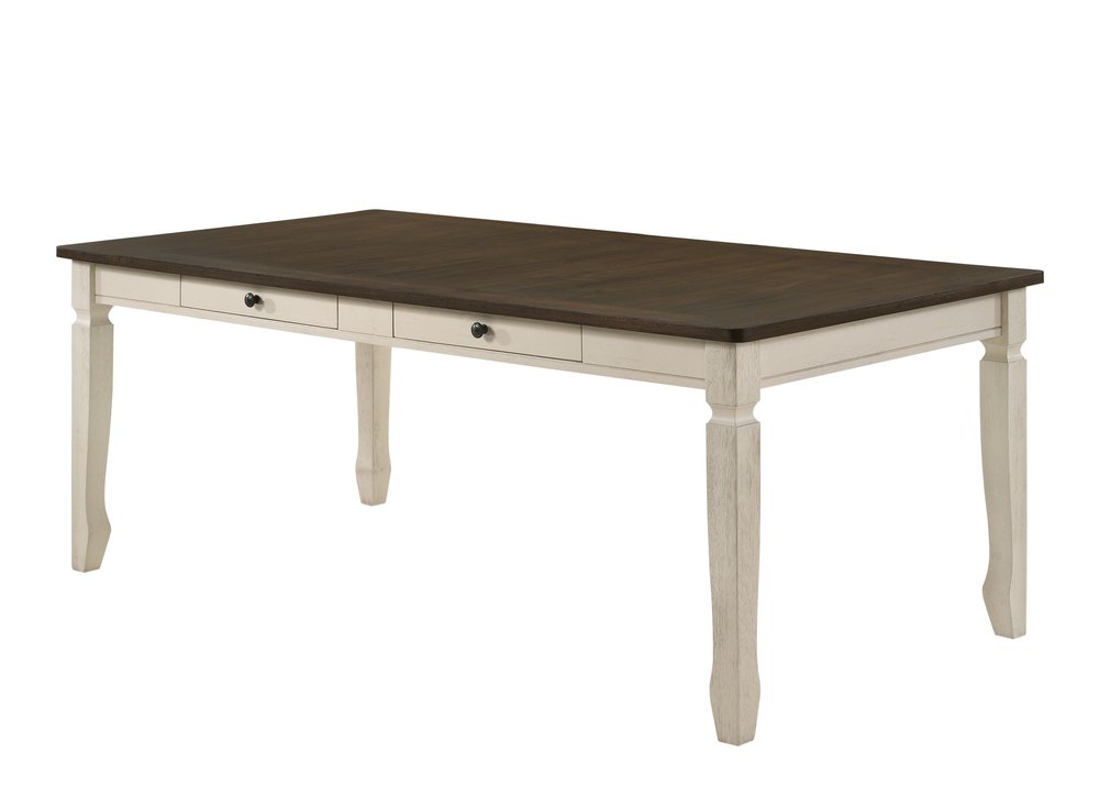 78" Oak And Cream Wood Dining Table