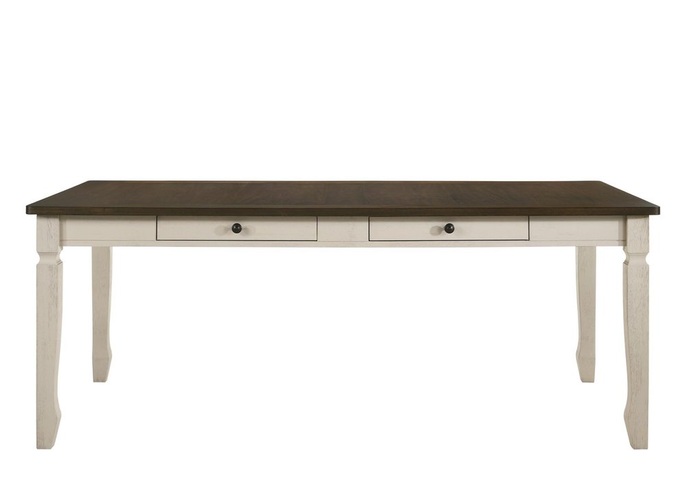 78" Oak And Cream Wood Dining Table