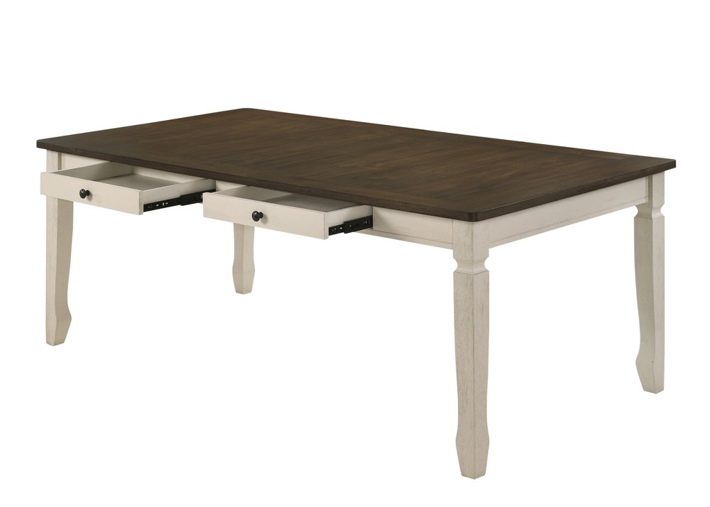 78" Oak And Cream Wood Dining Table