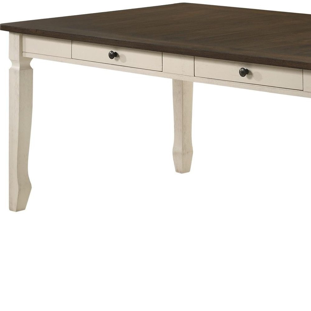 78" Oak And Cream Wood Dining Table