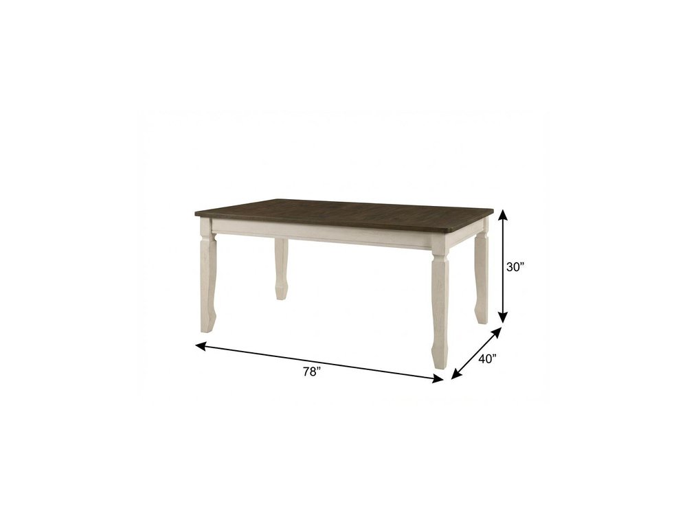 78" Oak And Cream Wood Dining Table
