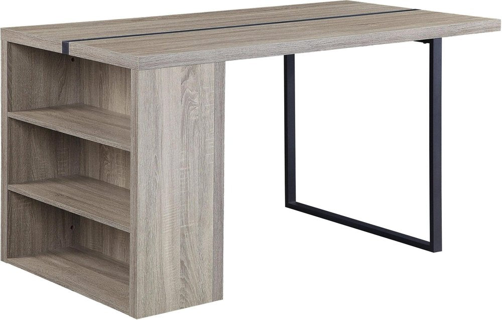60" Gray and Black Wood and Iron Sled Base Dining Table