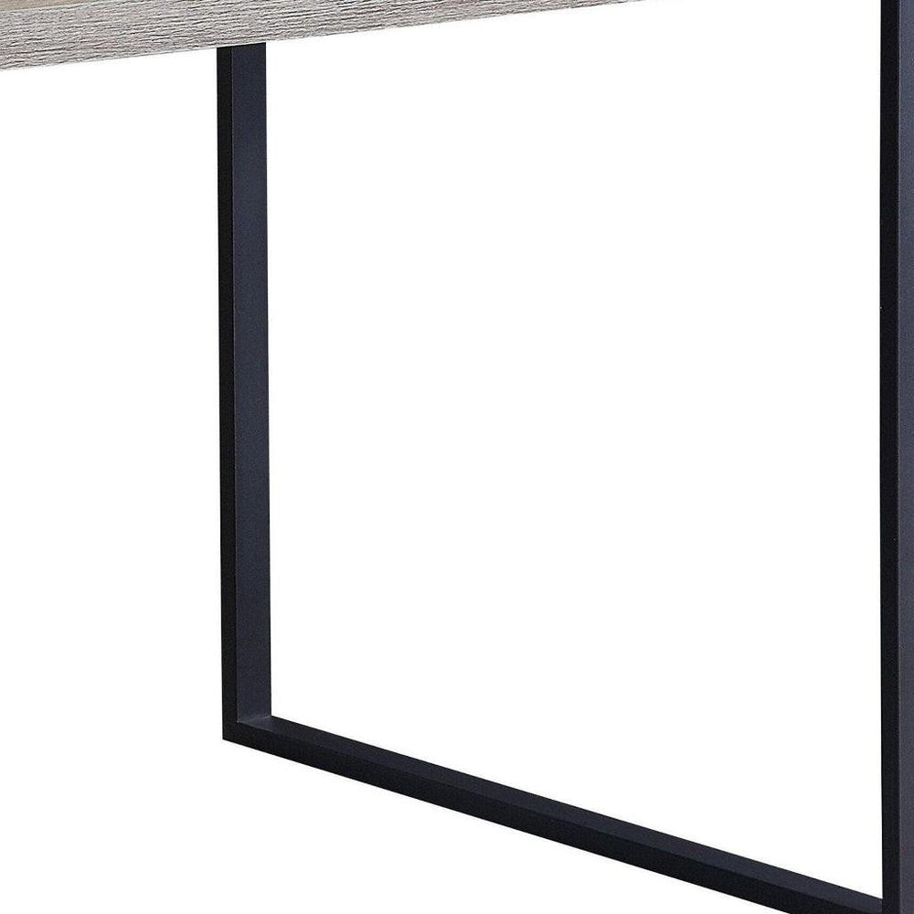 60" Gray and Black Wood and Iron Sled Base Dining Table