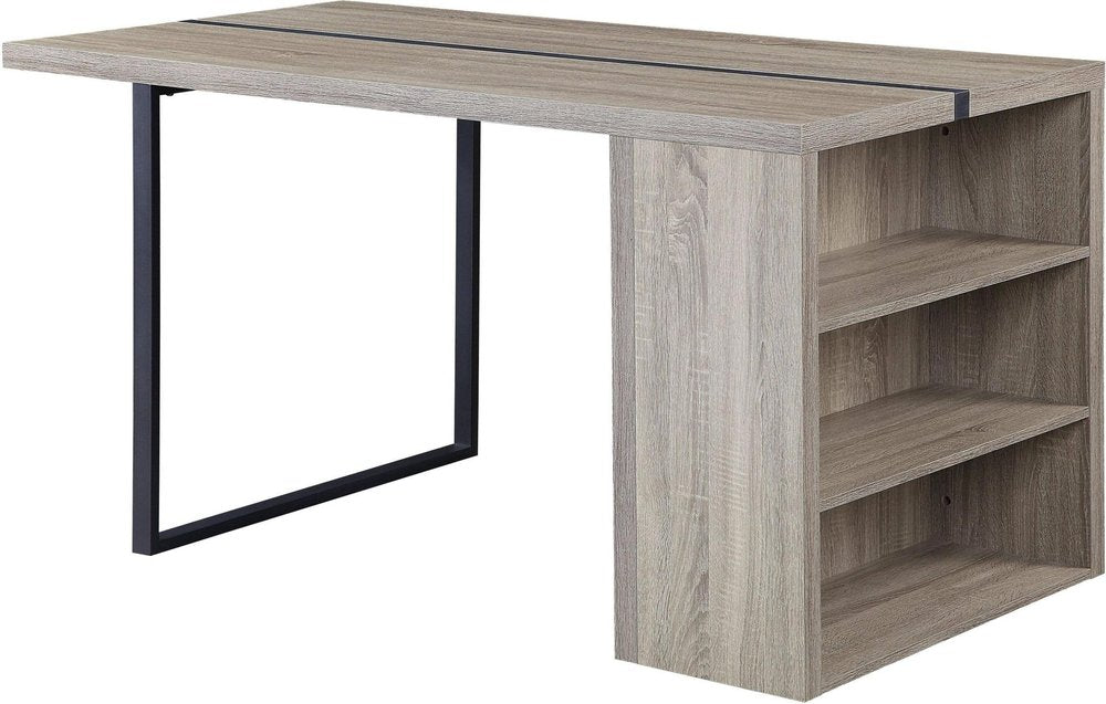60" Gray and Black Wood and Iron Sled Base Dining Table