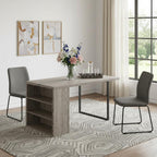 60" Gray and Black Wood and Iron Sled Base Dining Table