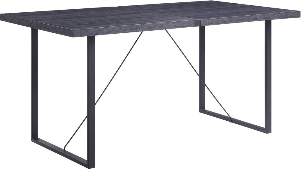 64" Dark Gray and Black Wood and Iron Sled Base Dining Table