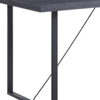 64" Dark Gray and Black Wood and Iron Sled Base Dining Table