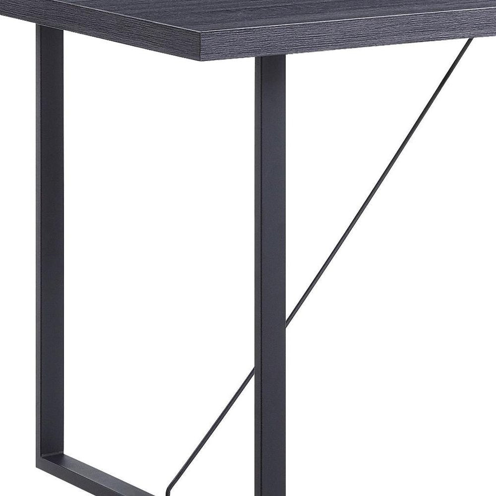 64" Dark Gray and Black Wood and Iron Sled Base Dining Table