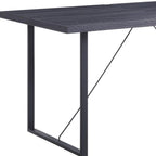 64" Dark Gray and Black Wood and Iron Sled Base Dining Table