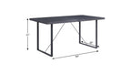 64" Dark Gray and Black Wood and Iron Sled Base Dining Table