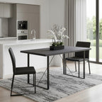 64" Dark Gray and Black Wood and Iron Sled Base Dining Table