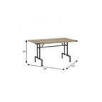 64" Oak and Black Wood and Iron Trestle Base Dining Table