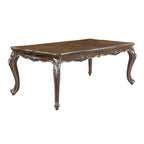 80" Oak And Silver Wood Removable Leaf Extendable Dining Table