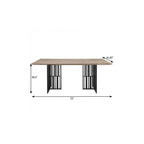 72" Oak And Black Wood And Iron Double Pedestal Base Dining Table
