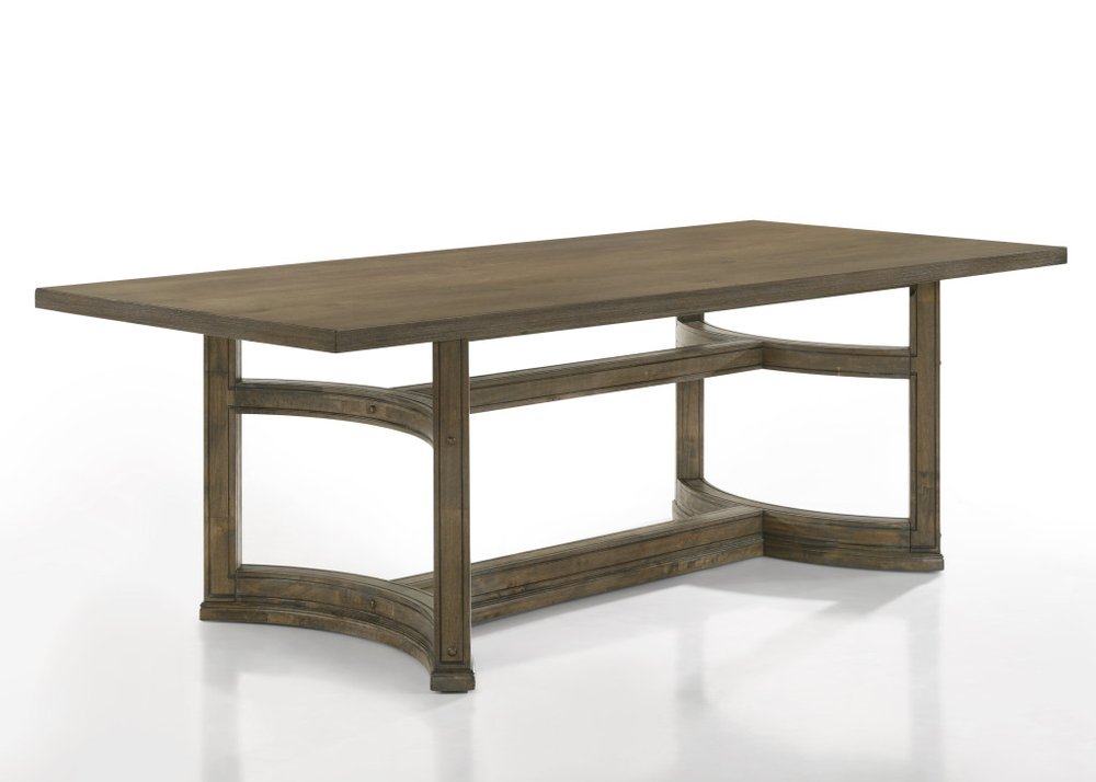 88" Oak Wood Trestle Base Dining Table