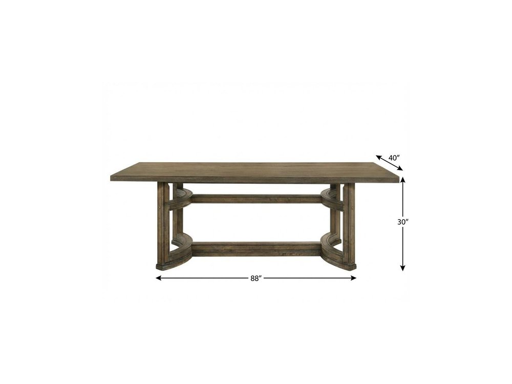88" Oak Wood Trestle Base Dining Table