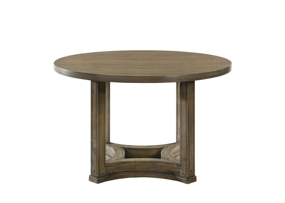 47" Oak Solid Wood Frame Base Round Top Dining Table