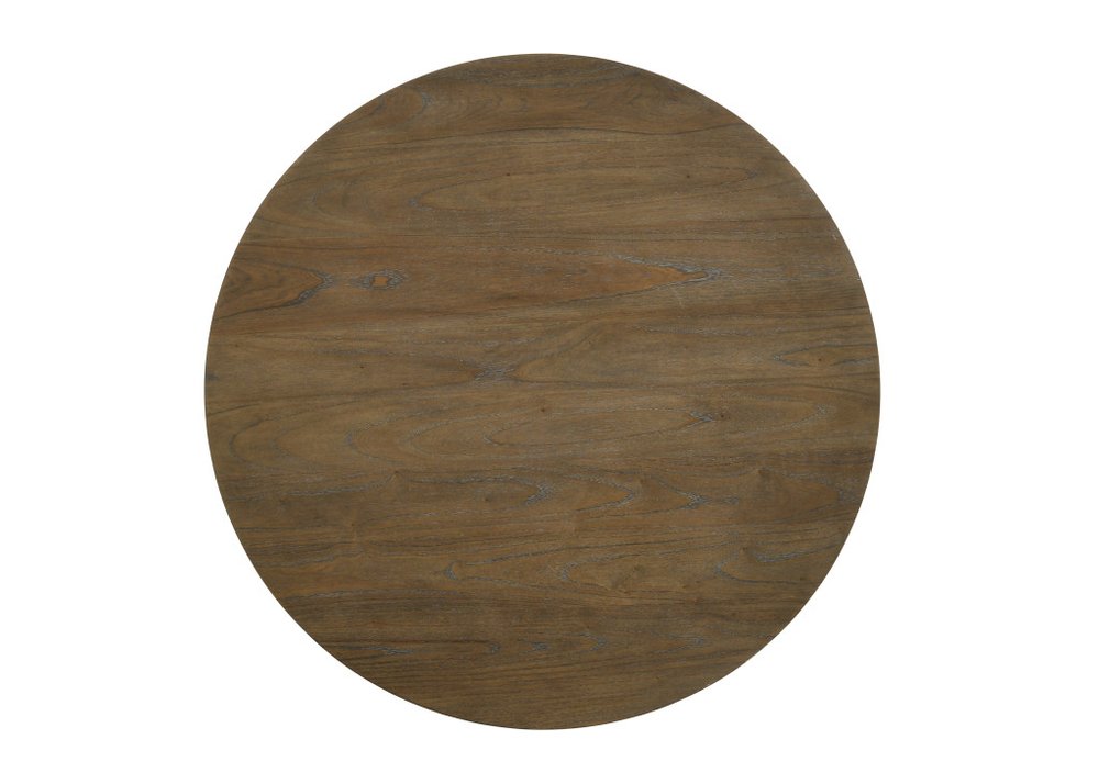 47" Oak Solid Wood Frame Base Round Top Dining Table