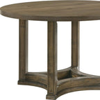 47" Oak Solid Wood Frame Base Round Top Dining Table
