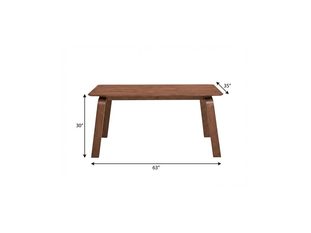 63" Walnut Solid Wood Dining Table
