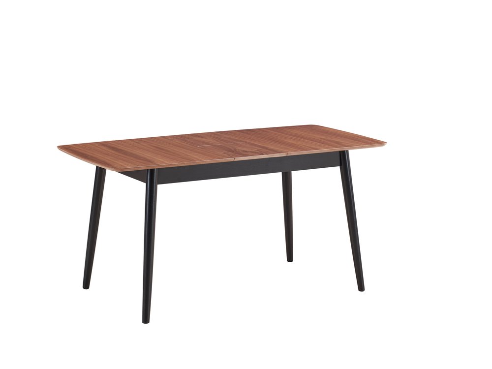63" Natural And Black Wood Butterfly Leaf Extendable Dining Table