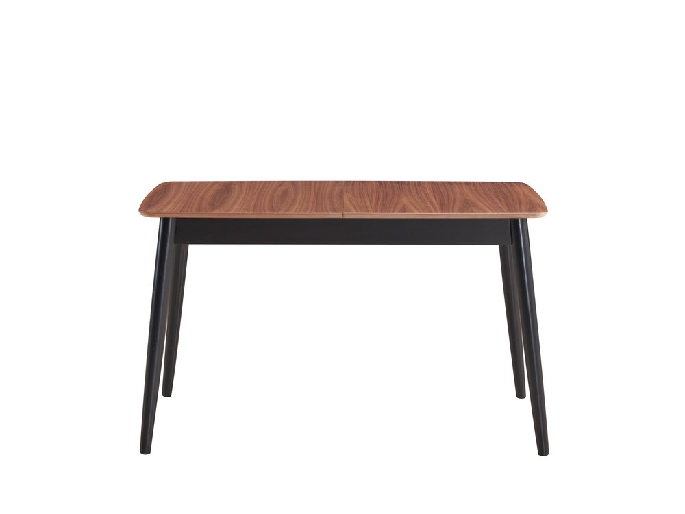 63" Natural And Black Wood Butterfly Leaf Extendable Dining Table