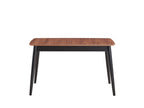 63" Natural And Black Wood Butterfly Leaf Extendable Dining Table