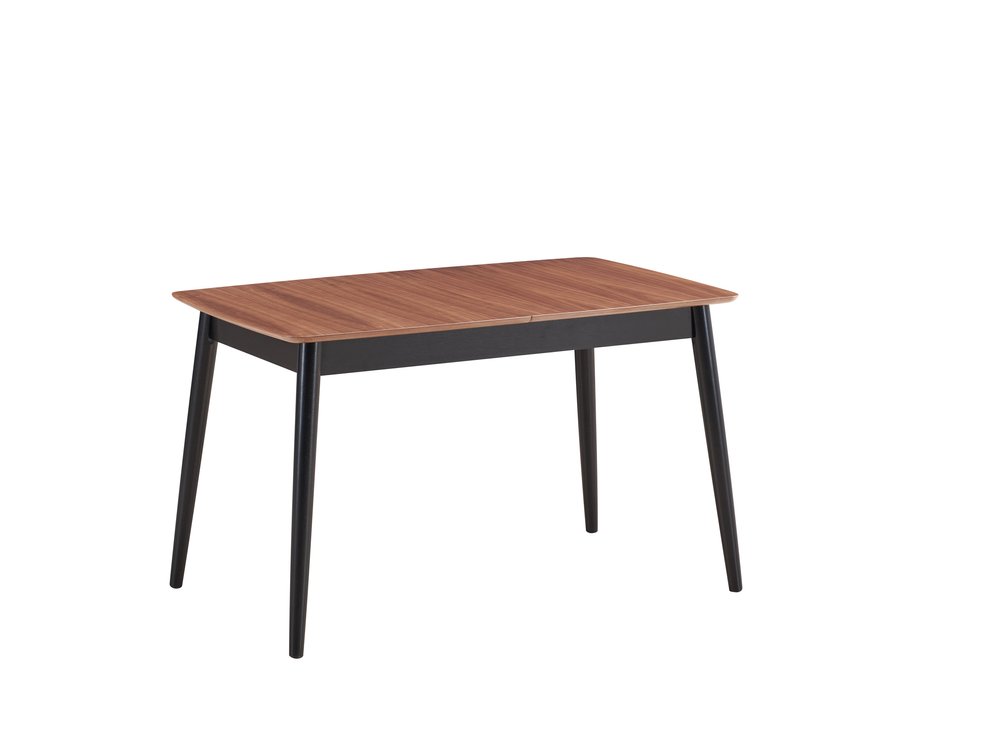 63" Natural And Black Wood Butterfly Leaf Extendable Dining Table