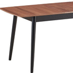 63" Natural And Black Wood Butterfly Leaf Extendable Dining Table