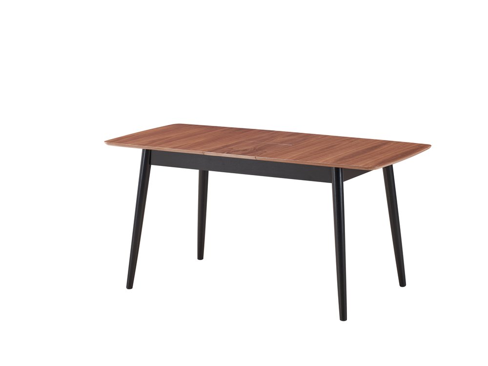 63" Natural And Black Wood Butterfly Leaf Extendable Dining Table