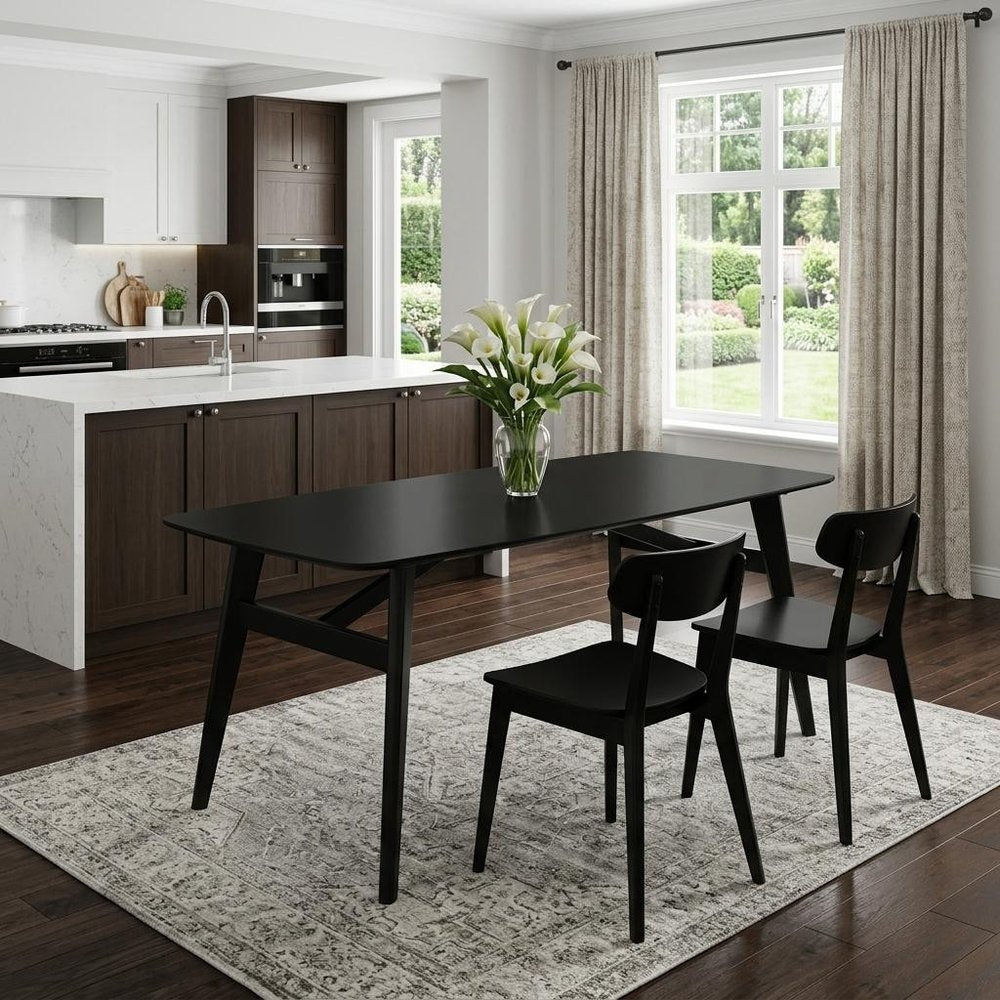71" Black Wood Dining Table