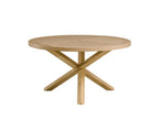 54" Oak Wood Cross Leg Base Round Top Dining Table