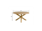 54" Oak Wood Cross Leg Base Round Top Dining Table