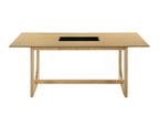71" Natural Wood Trestle Base Dining Table