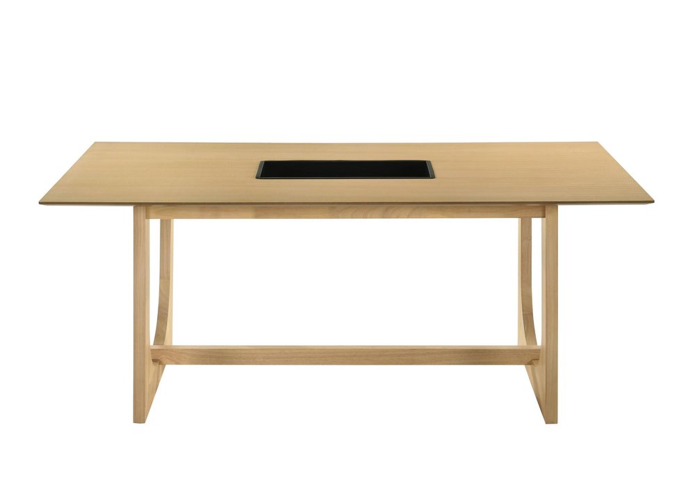 71" Natural Wood Trestle Base Dining Table
