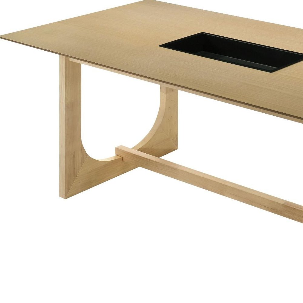 71" Natural Wood Trestle Base Dining Table