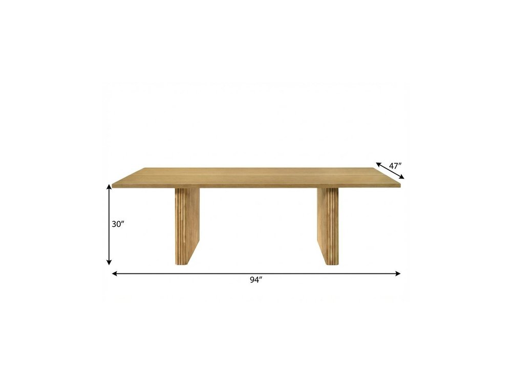94" Natural Wood Double Pedestal Base Dining Table