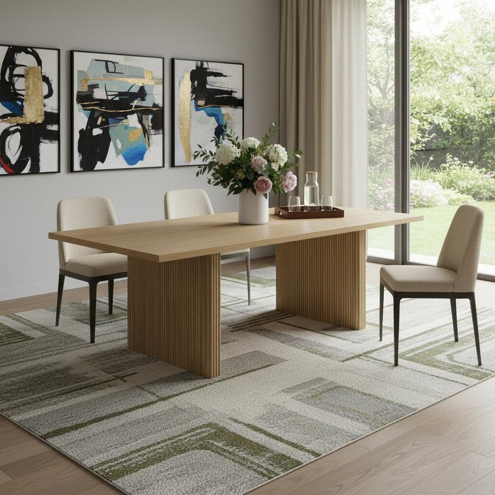 94" Natural Wood Double Pedestal Base Dining Table