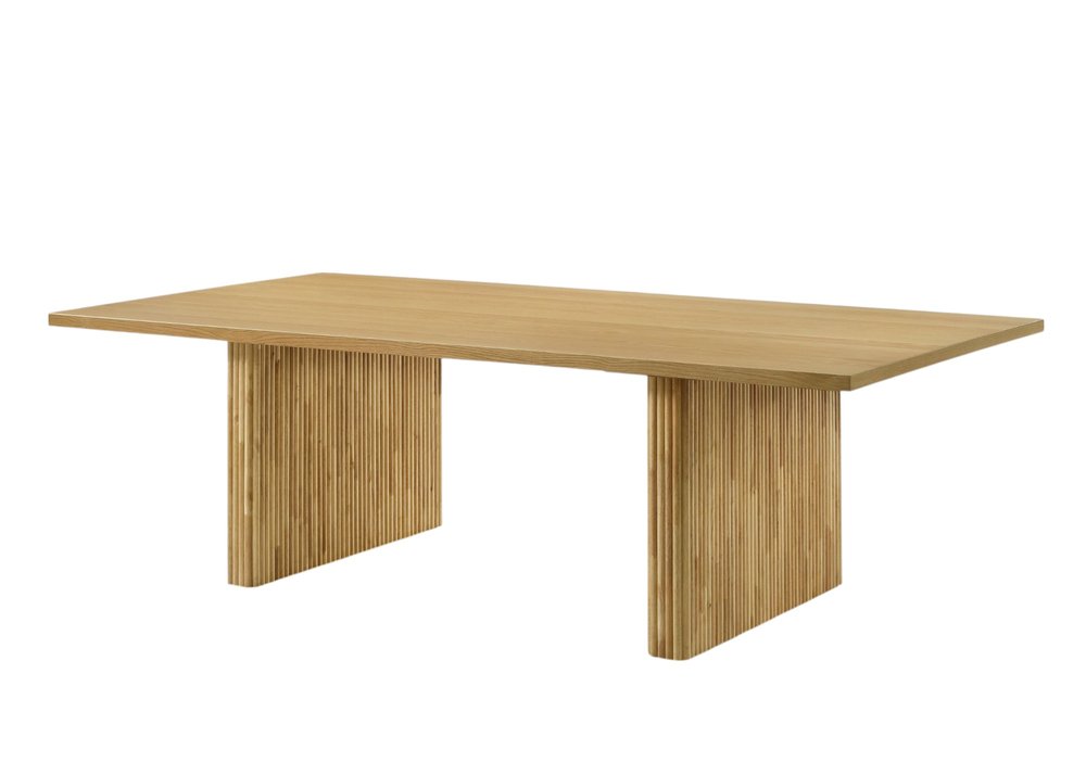 94" Natural Wood Double Pedestal Base Dining Table