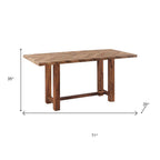 71" Brown Solid Wood Rectangular Bar Table