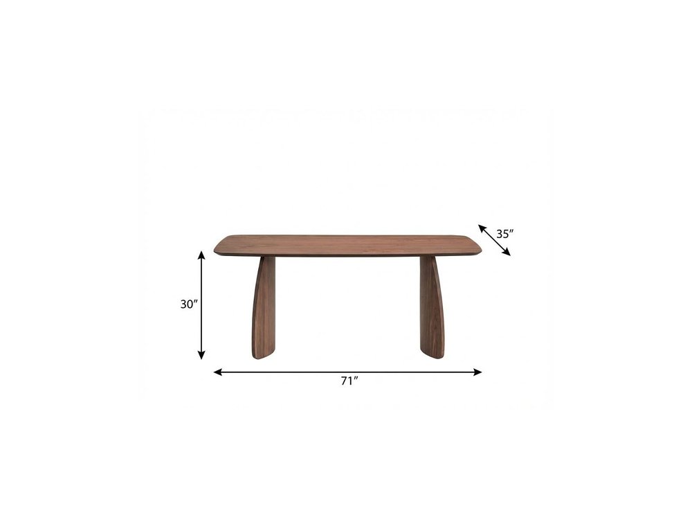 71" Walnut Wood Double Pedestal Base Dining Table