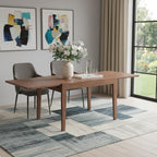 47" Walnut Wood Self-Storing Leaf Extendable Dining Table