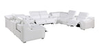 White Italian Leather Power Reclining U Shaped Twelve Piece Corner Sectional With Console