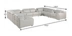 Light Gray Italian Leather Power Reclining U Shaped Twelve Piece Corner Sectional With Console