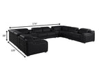 Black Italian Leather Power Reclining U Shaped Twelve Piece Corner Sectional With Console