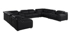 Black Italian Leather Power Reclining U Shaped Twelve Piece Corner Sectional With Console