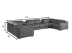 Dark Gray Italian Leather Power Reclining U Shaped Eight Piece Corner Sectional With Console