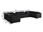 Black Italian Leather Power Reclining U Shaped Eight Piece Corner Sectional With Console